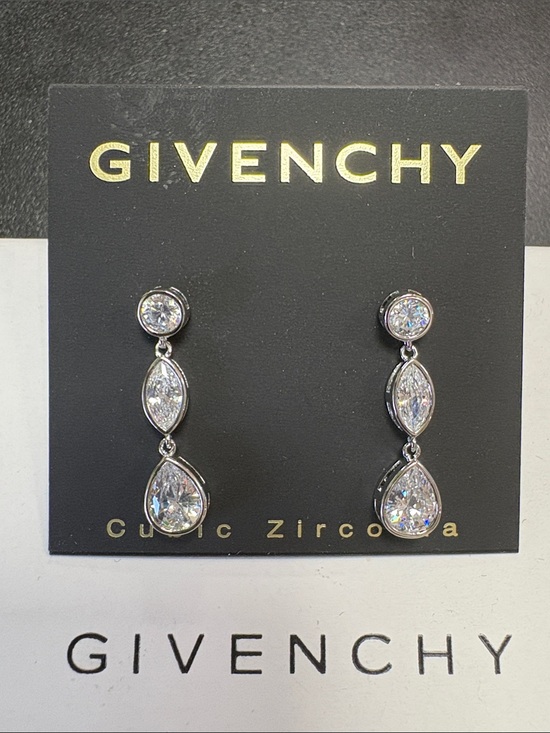 Givenchy Jewelry - Givenchy Silver-Tone Cubic Zirconia Triple Drop Earrings